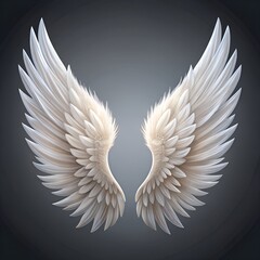 Realistic angel wings. White wing isolated