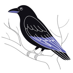 Crow Bird Illustration Mysterious and Intelligent Avian Art for Wildlife and Fantasy Projects