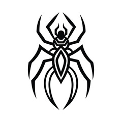 spider tribal style black line art vector on white for web and graphic design