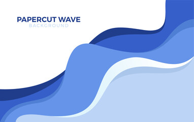 Blue wavy water style papercut background design