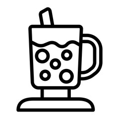 Bubble Tea Shaker Vector Line Icon Design