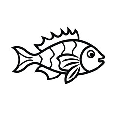stonefish tribal style black line art vector on white for web and graphic design