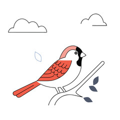 Sparrow Bird Illustration Charming Songbird for Nature and Wildlife Designs