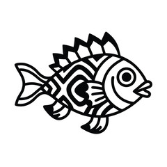 stonefish tribal style black line art vector on white for web and graphic design