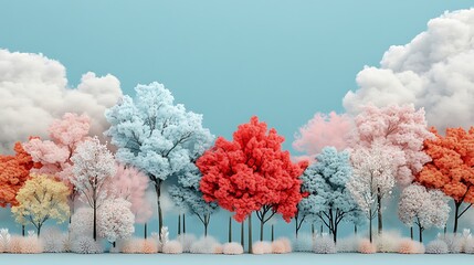 Fototapeta premium a group of trees with colorful leaves