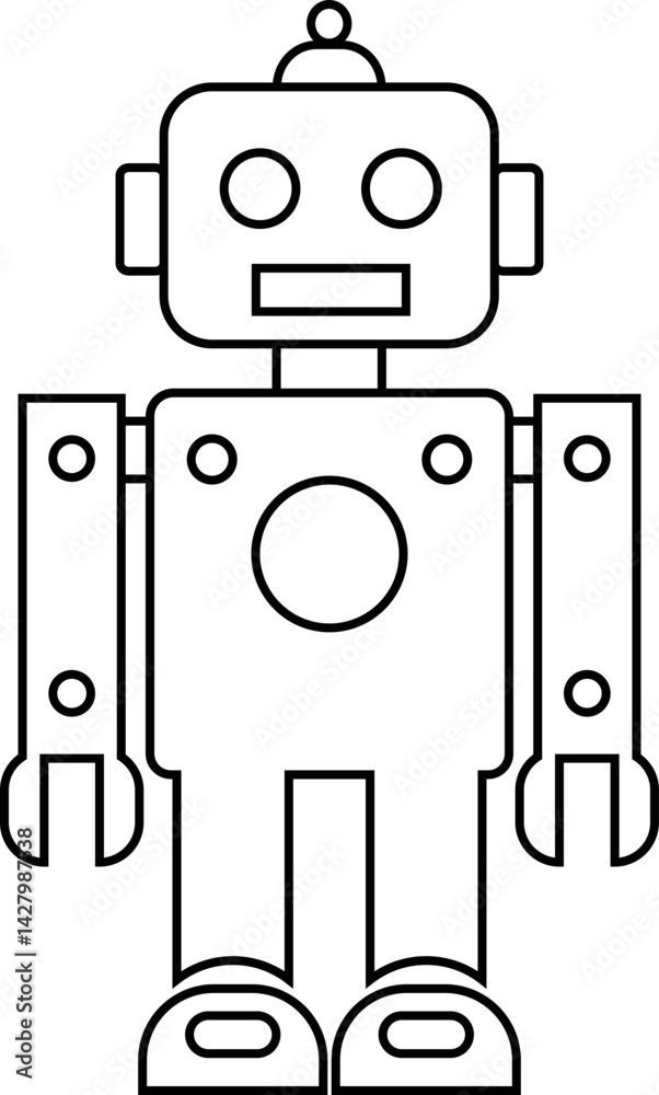 Poster robot black linear icon. gpt chatbot icon. artificial intelligence, trendy technology, support servi