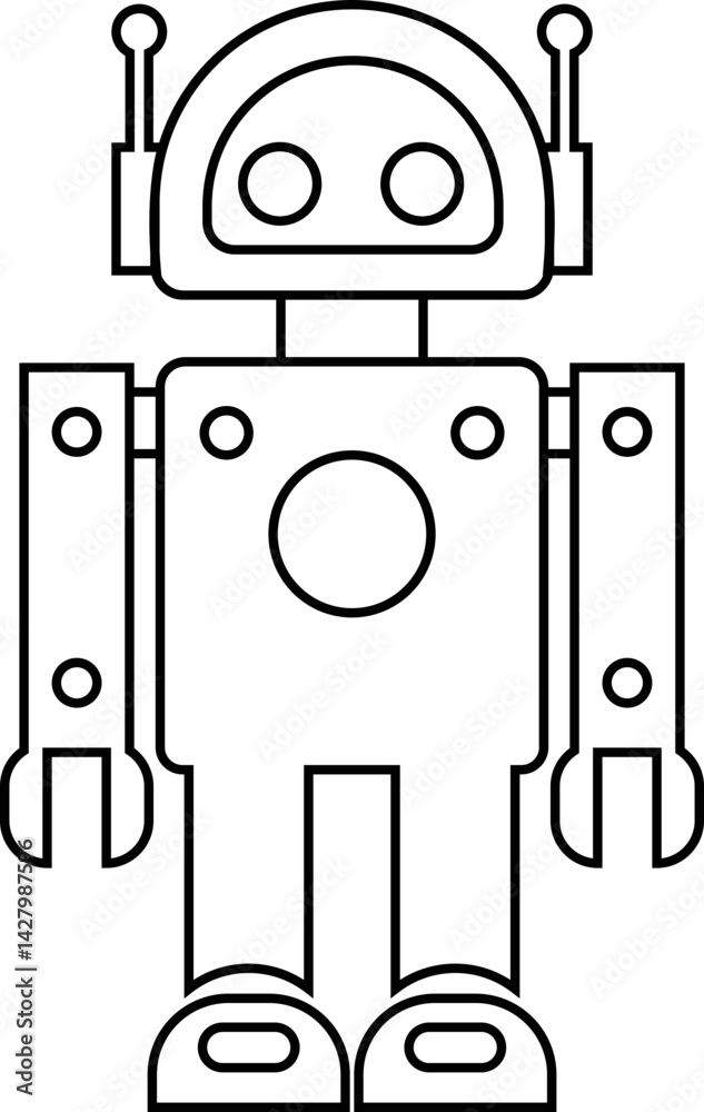Poster robot black linear icon. gpt chatbot icon. artificial intelligence, trendy technology, support servi