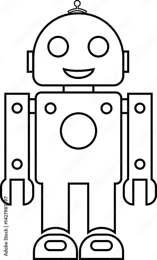 Poster robot black linear icon. gpt chatbot icon. artificial intelligence, trendy technology, support servi