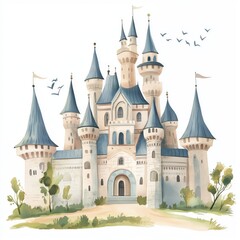 Obraz premium Rundale Palace. Rundale Palace hand drawn watercolor illustration