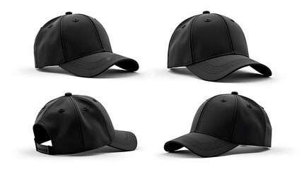 Four dark gray baseball caps for fashion