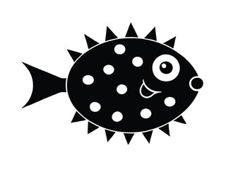 stylized pufferfish graphic design tribal art creature for web and graphic design