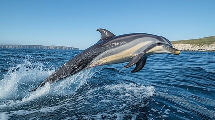 Fototapeta premium Dolphin leaping out of the ocean