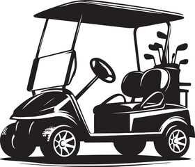 Fototapeta premium Golf cart vehicle driving silhouette vector illustration isolated on a white background