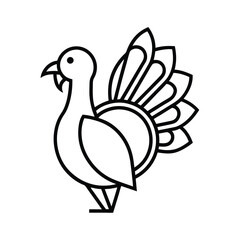 stylized turkey graphic bold lines feather detail for web and graphic design