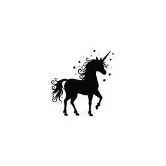 Adorable Unicorn silhouette on white background