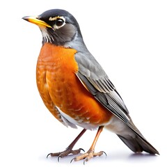 Obraz premium American robin isolated on white background