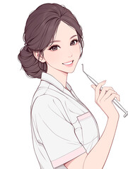 【AI生成画像】漫画タッチの歯科衛生士の女性