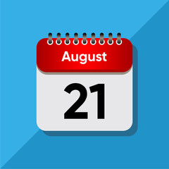 Fototapeta premium Simple Date Icon for August – Flat UI Design with Bold Colors