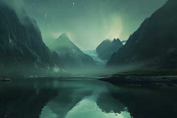 Misty Fjord Night, Starry Sky