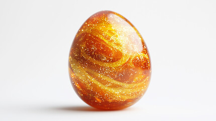 Fototapeta premium Stylish 3D Golden Easter Egg with Sparkling Glow and Sleek Minimalistic Design, Ultra HD, Fully Isolated on Clean White Background, Generated AI 