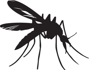 Mosquito (Culicidae) insect silhouette design, labeled linocut vector illustration.
