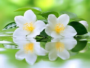Obraz premium Serene White Flowers Floating on Water, Spa Serenity, Nature Beauty