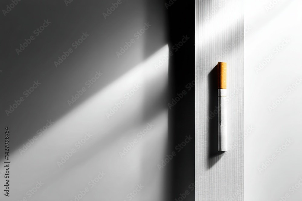 Aufkleber single burning cigarette casting a shadow resembling a coffin on a clean background