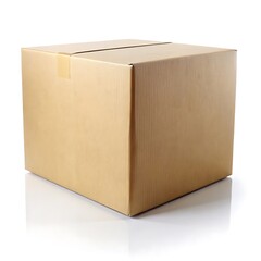 Cardboard box is sitting isolated on white background