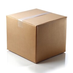 Cardboard box is sitting isolated on white background