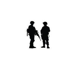 Military silhouette on white background