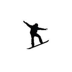 Snowboarder silhouette on white background