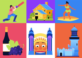 This is Australia - set of flat design style colorful illustrations