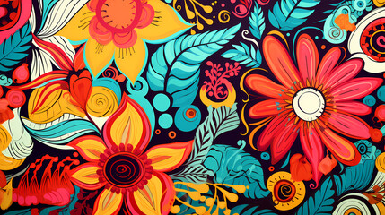 Fototapeta premium funky summer patterns poster background poster decorative painting 