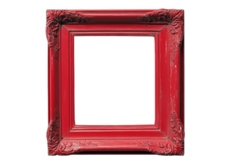 Detailed Picture of Red Picture Frame Isolated on Transparent Background