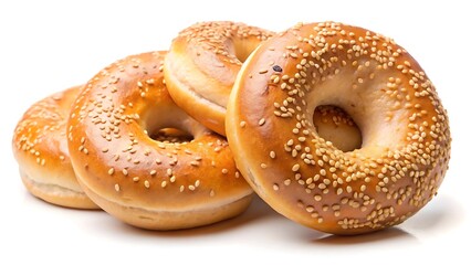fresh bagels isolated on white background