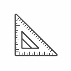 A detailed illustration of a triangular set square with measurement markings.