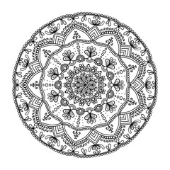 Intricate Floral Mandala Line Art for Coloring and Decoration