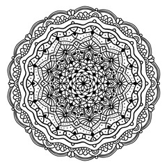 Intricate Floral Mandala Line Art for Coloring and Decoration