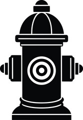 Urban Fire Hydrant in Black | Emergency Utility Silhouette Vector for Safety, Craft & Design Use