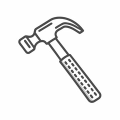A simple outline illustration of a hammer with a textured handle, perfect for construction and DIY projects.