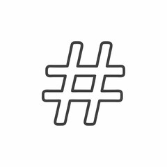 Obraz premium Black outline of a hashtag symbol on a clean white background, representing social media trends and digital communication.