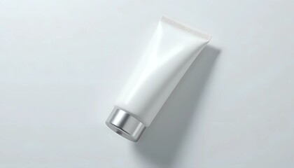 White Cosmetic Tube on Light Background