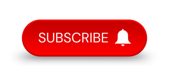 Red 3d subscribe button. Button element for web design and mobile devices. Vector illustration