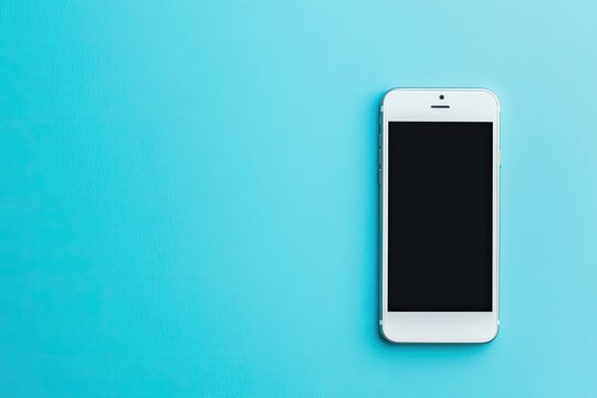 Blank white phone on blue