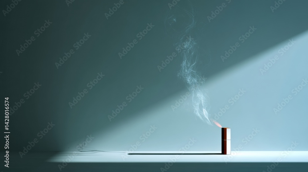 Aufkleber single burning cigarette casting a shadow resembling a coffin on a clean background