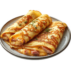 Delicious ham and cheese crepes recipe savory french crepes breakfast food on transparent background