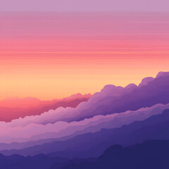 Obraz premium Captivating sunset over tranquil landscape nature digital art serene environment elevated view peaceful gradient sky