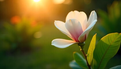 Naklejka premium Magnolia Bloom in Sunset Light