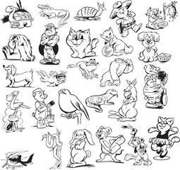 Fototapeta premium set of cartoon animals, a collection of cartoon animals and animals