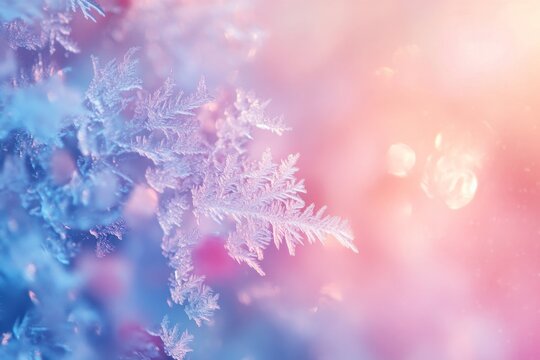 Frosted window with delicate ice crystals - Powered by Adobe
